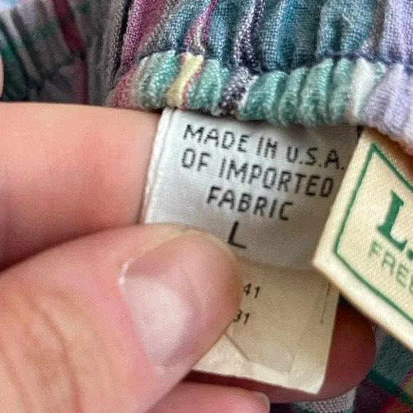 Vintage LL Bean Green Plaid Summer Shorts – Lightweight Hi-Waist w/ Tie & Pocket - Picture 5 of 13